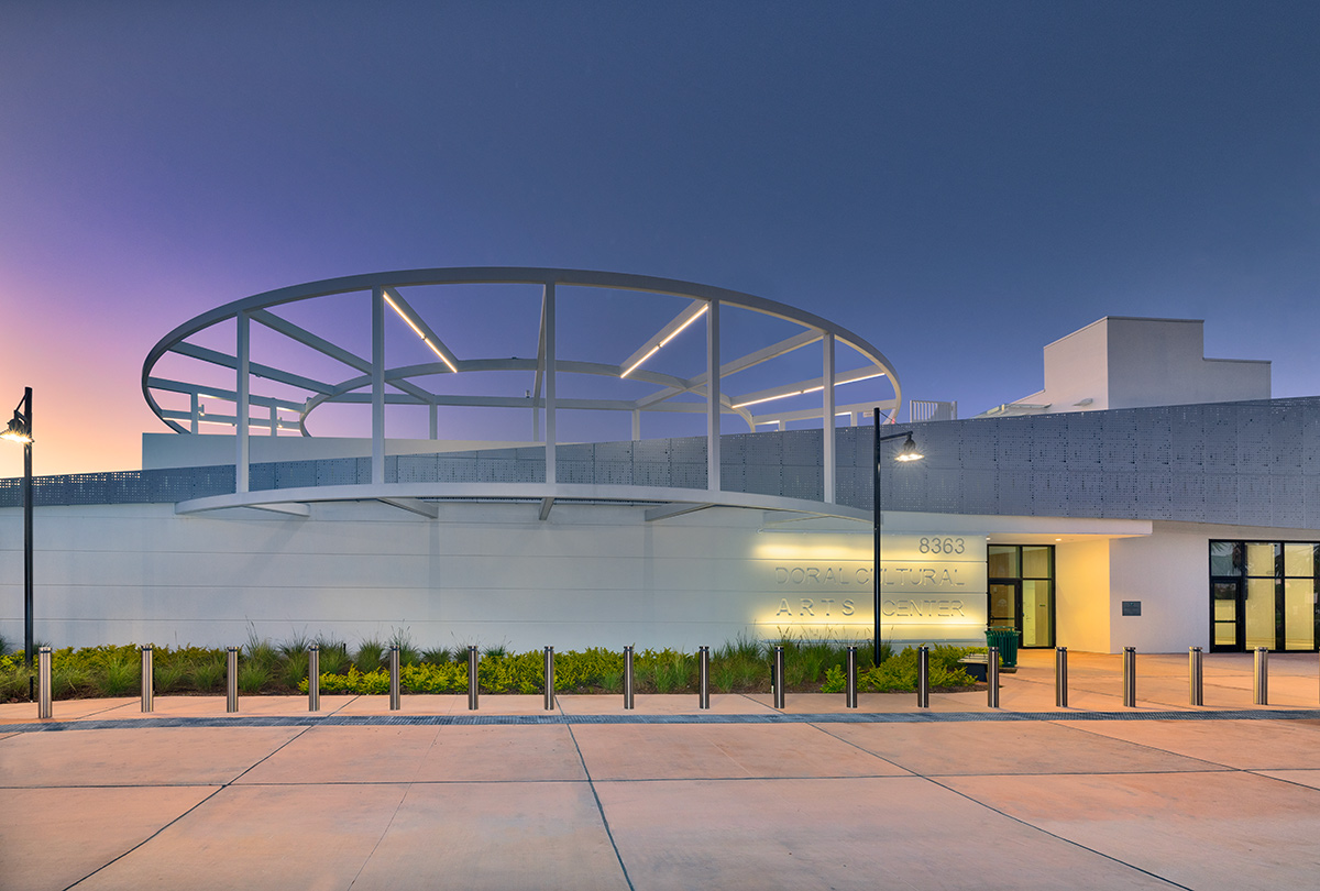 Architectural dusk view of the Doral Cultural Center  Miami, FL